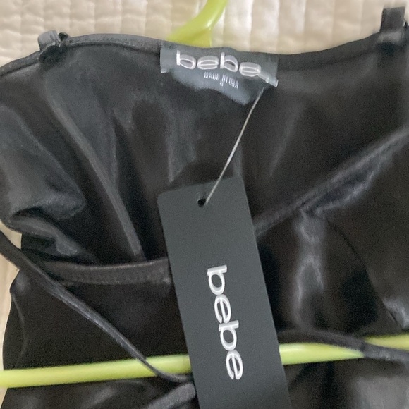 Bebe SATIN COWL NECK SLIP MIDI BLACK DRESS / Size Small / NWT - Picture 7 of 9